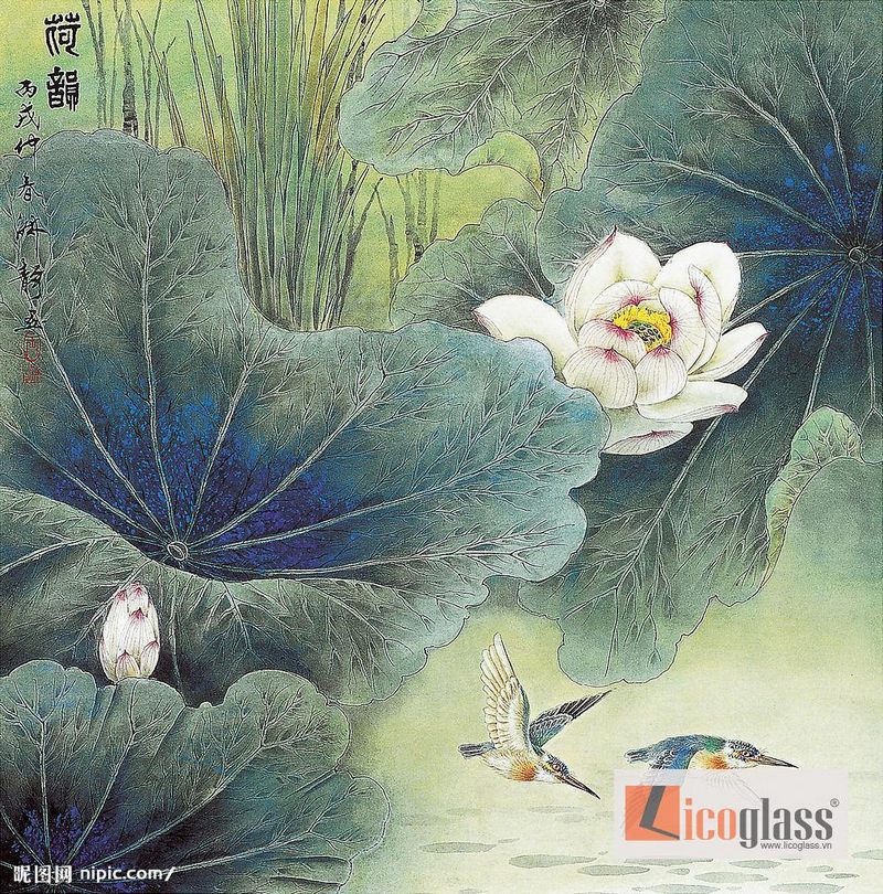 Tranh kính hoa sen TKS16